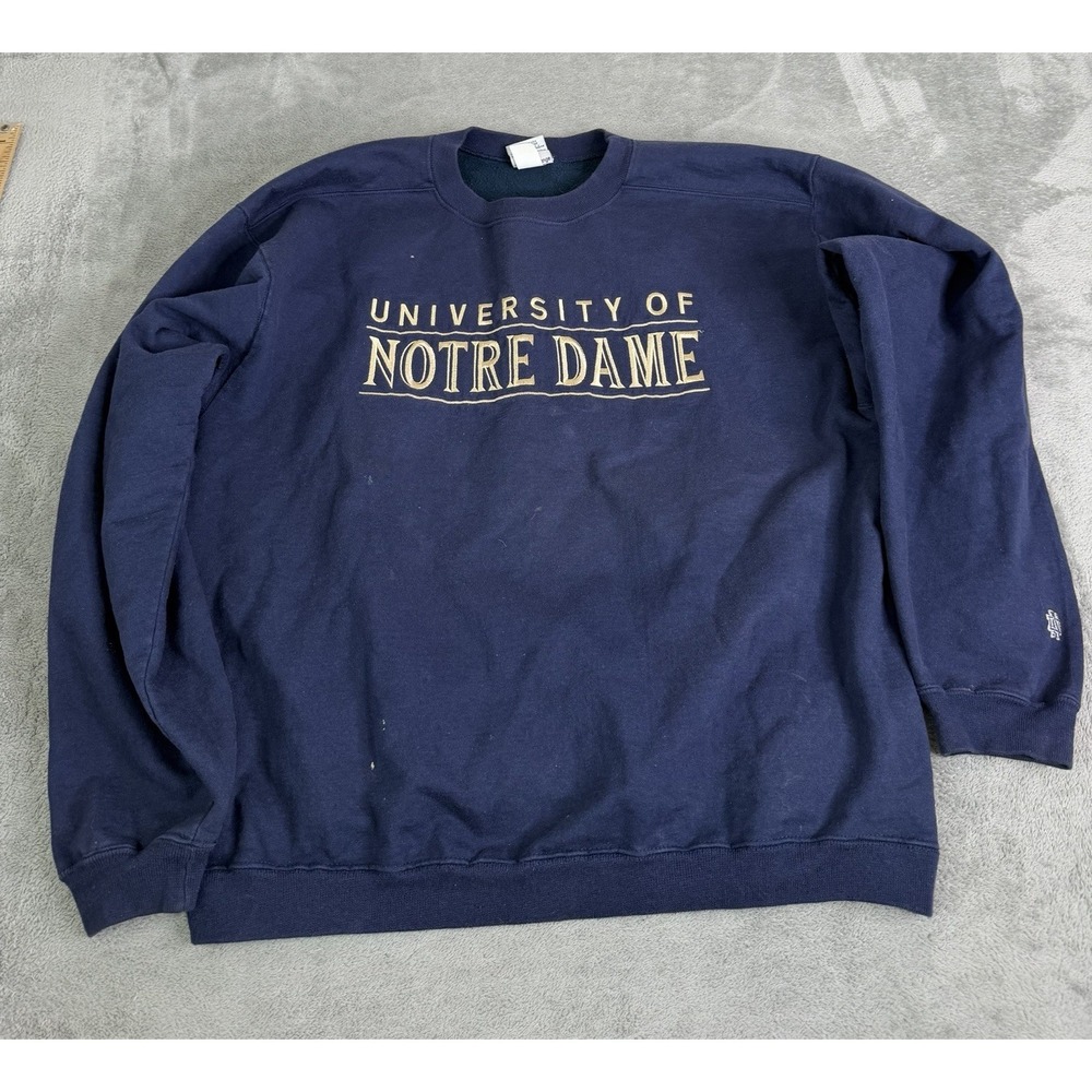 Vintage 90s Norte Dame Fighting Irish Sweatshirt Men's Size Large Blue
